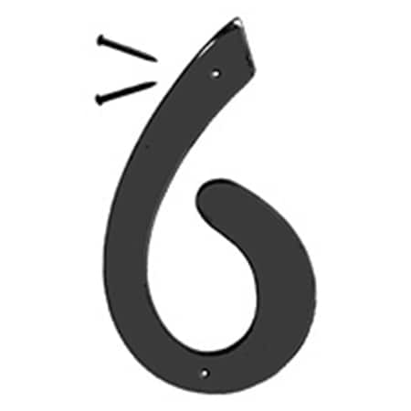 Hy-Ko 4 In Satin Black Finish Number 6, 5PK A31306